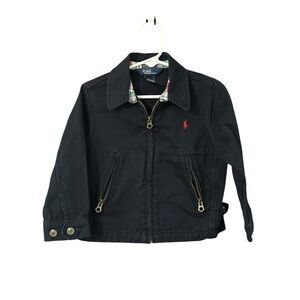 Polo Ralph Lauren Toddler Jacket Navy Blue Red Logo Cotton Size 2/2T